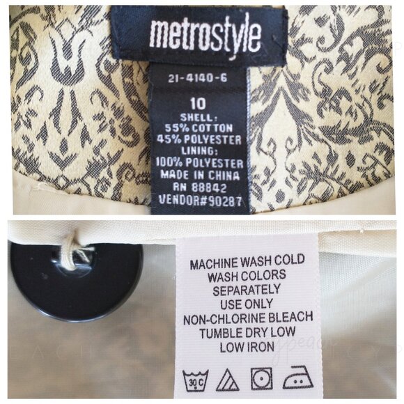 Metrostyle Blazer Size 10 Metallic Paisley Brocade Crop Jacket Retro Old Money - Picture 4 of 14